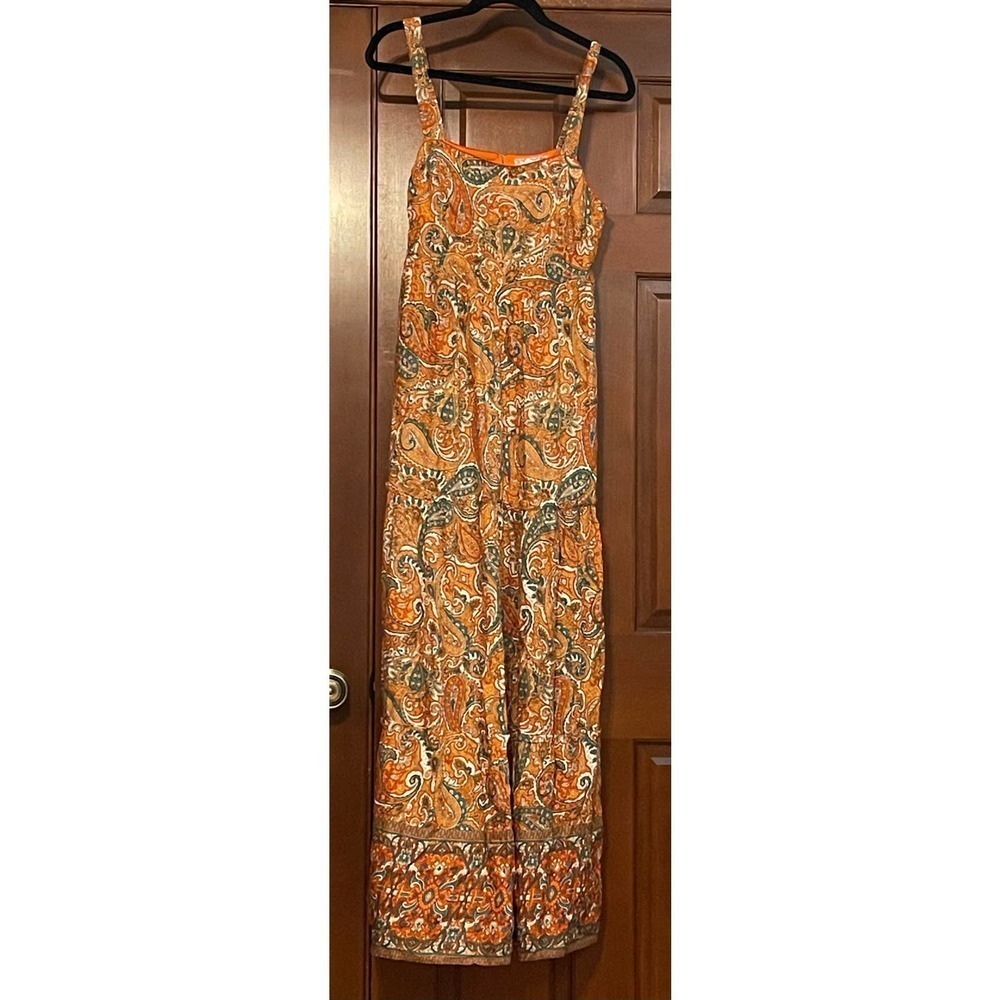 Alejandra Orange Paisley Tiered Maxi Dress In Ivory/Orange Medium - Picture 5 of 10